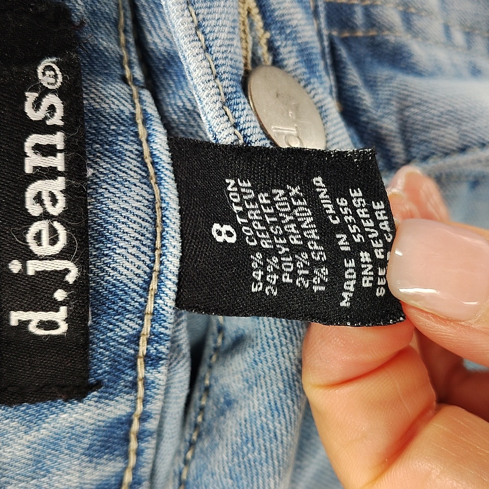 D. Jeans Straight Leg Denim Size 8 High Rise Stretch Lighter Blue - Picture 3 of 5